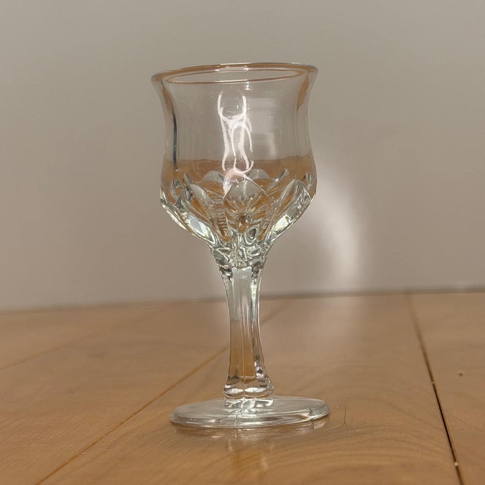 Vintage EAPG Cordial Glass Clear Pressed Glass Scalloped Thumbprint 3.5 Inch